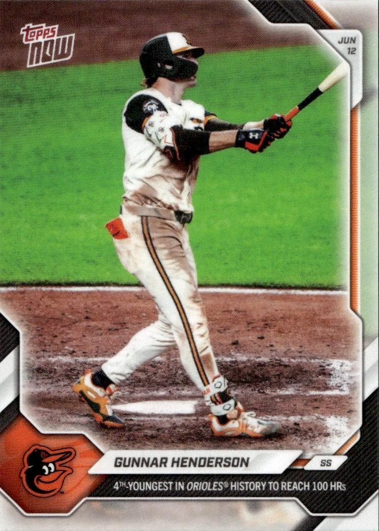2026 Topps Now Gunnar Henderson #324 100 Hits 4th Youngest in Baltimore Orioles