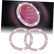 Car Engine Start Stop Decoration Ring, Crystal Double Rhinestone, Bling Pink