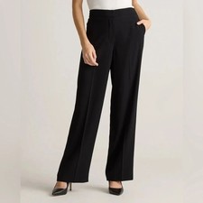 Quince Stretch Crepe Classic Trouser Pants. Black. Size 8