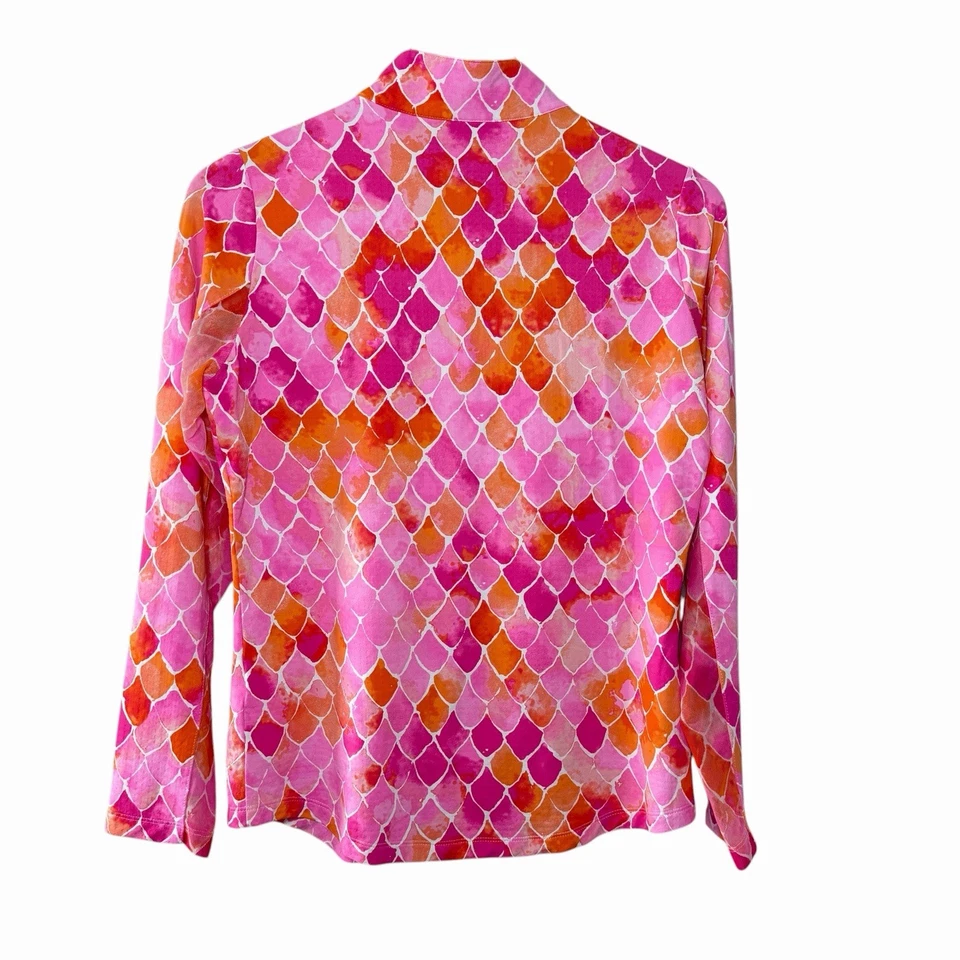 Top IBKUL Mujer Estampado Ariel UPF 50 Cuello Simulado Manga Larga Cremallera Talla M Rosa Naranja Foto 4 de 4