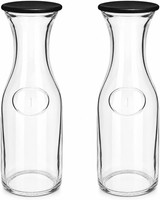2X Glaskaraffe 1L Mit Deckel Wasserkaraffe Saftkaraffe Karaffe Glas GeträNke