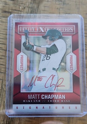 2014 Panini Elite Extra Edition -Matt Chapman #25 Red Auto /25 (Rookie RC)
