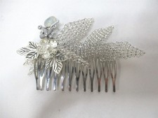 Silver Flower and Beaded Wedding Flower Hair Pin for Brides/Flower Girl