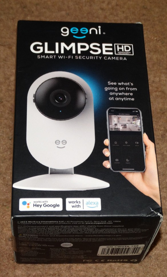 Geeni Glimpse HD 1080P Smart WI-FI Security Camera GN-CW036-199 New in Box