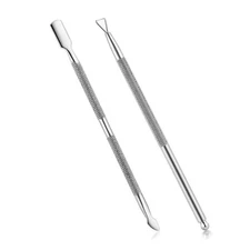 2Pcs Stainless Steel Cuticle Pusher and Cutter Nail Polish Remover Manicure Tool