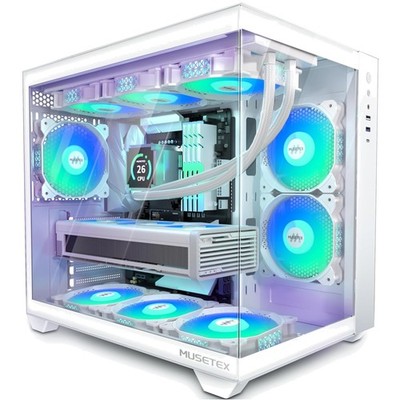 Y6 ATX Computer Case with 270° Tempered Glass - Pure White