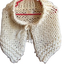 Women  s Cream 100 Acrylic Waffle Knit Fringe Shawl One Size Boho Cape Wrap
