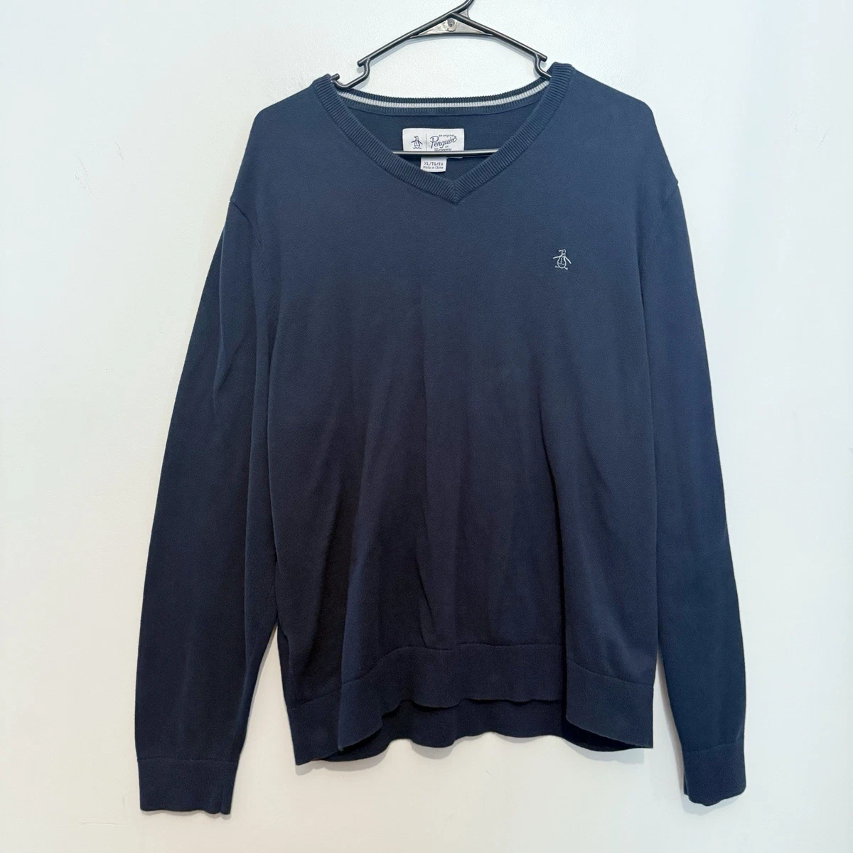 PINGGUIN ORIGINAL par MUNSINGWEAR HOMMES XL BLEU RAYÉ FULL