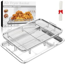 YEPATER Extra Large Air Fryer Basket Oven Stainless Steel Crisper Tray with Parc