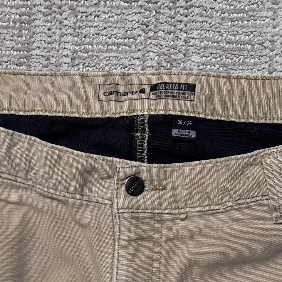 Мужские прочные гибкие брюки Carhartt 34x32 хаки трикотажные рабочие брюки с подкладкой плотник - Изображение 4 из 4