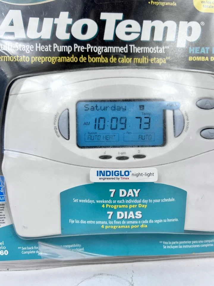 Hunter Auto Temp Pre-Programmed Thermostat 44760 Multi Stage Heat Pump - Image 2 of 4