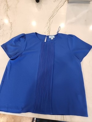 Cece Royal Blue XL Top With Pleated Front 