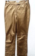 FOLIO for SAKS 5TH AVE MINT VTG. COPPER LEATHER HIGH-RISE STRAIGHT LEG PANTS 8