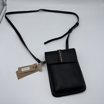 Most Wanted Leather Crossbody Cellphone Black Adjustable Strap Cardholder NWT