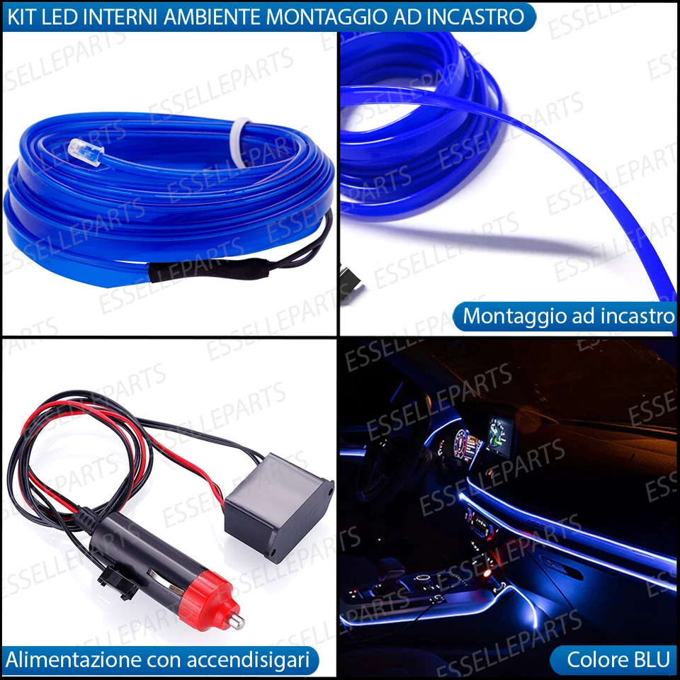 KIT LED INTERNI AMBIENTE FIBRA OTTICA BLU 5 METRI PER LAND ROVER DISCOVERY SPORT - Immagine 2 di 4