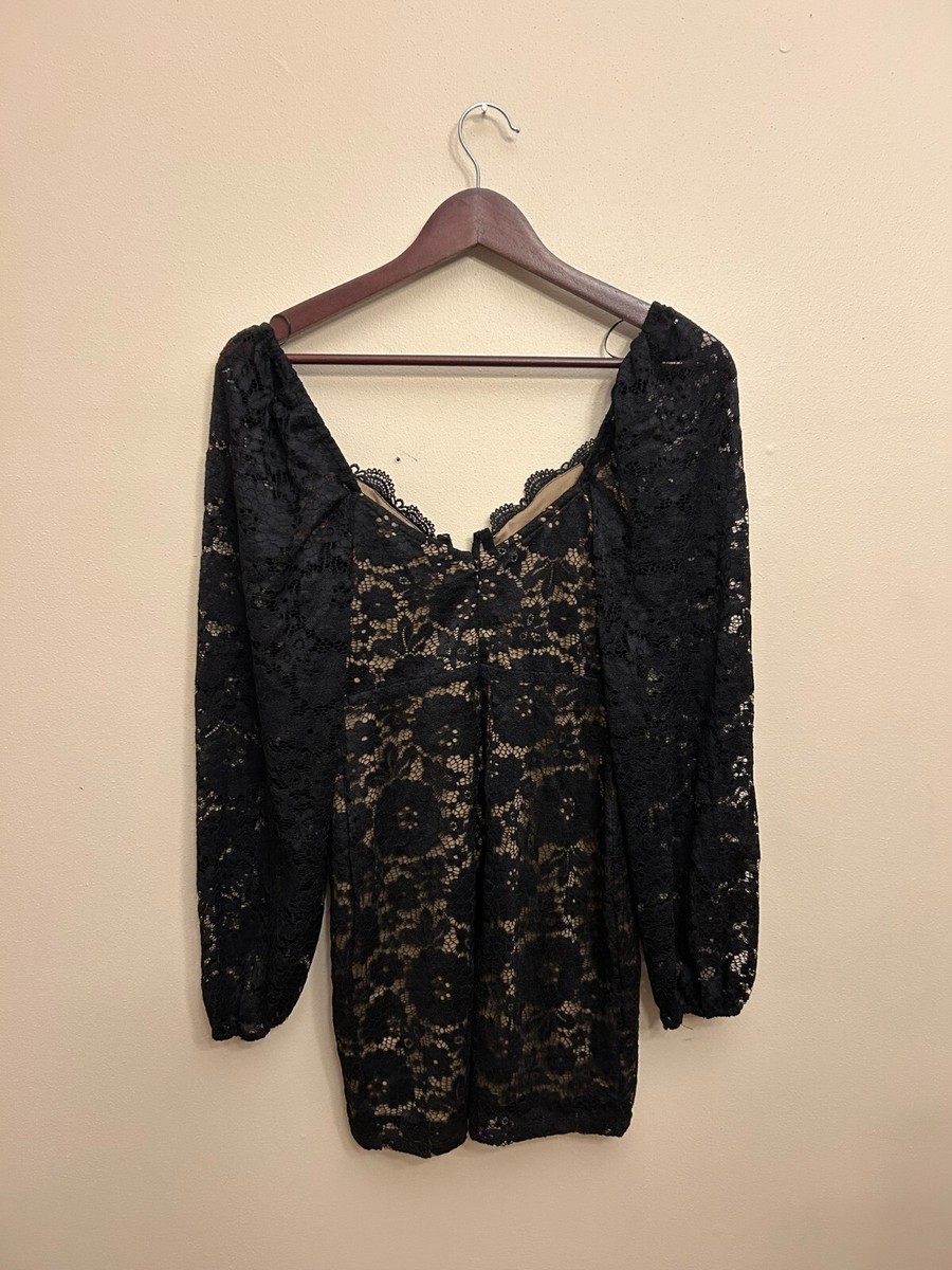 New LUSH Long Sleeve Corset Lace Mini Cocktail Dress Black Size XS | eBay