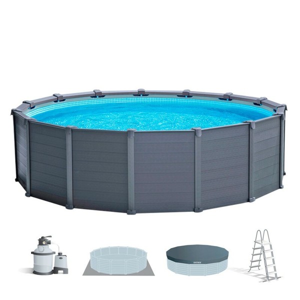 Piscina INTEX Ø478x124 Intex Graphite Grey piscina con filtro de arena bomba