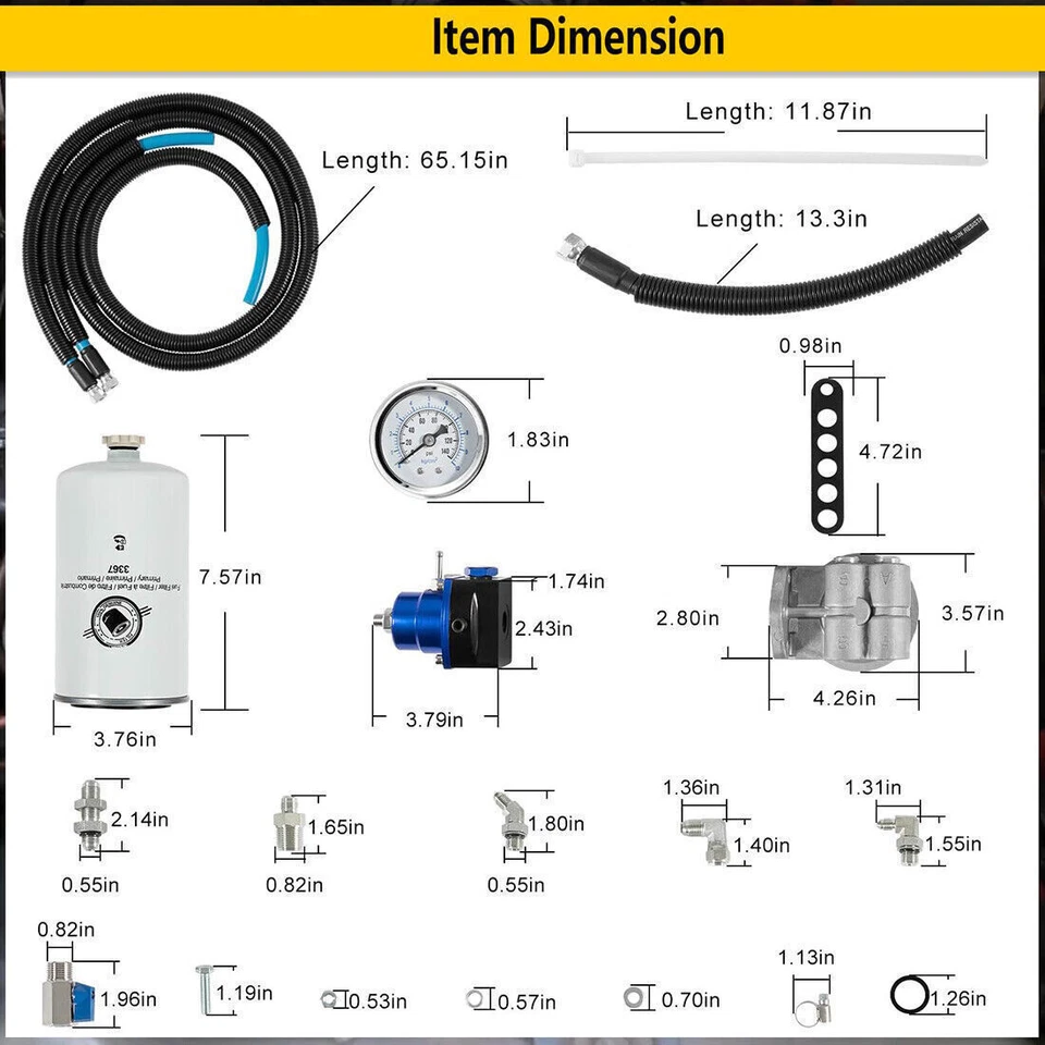 3405 Fuel Filter Bowl Regulated Return Kit OBS Fit 1994-1997 Ford 7.3L F250 F350 - Image 4 of 4