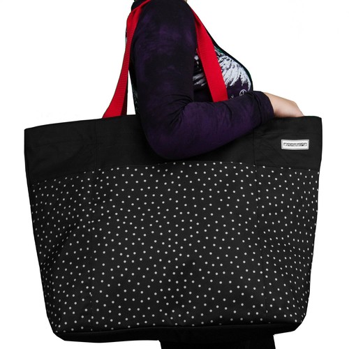 anndora XXL Einkaufstasche schwarz/weiß gepunktet 58 x 22-38 x 44 cm Shopper - Bild 6 von 9