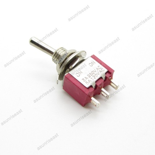 5×Mini Toggle Switch SPDT 2 Position ON-ON 3-PIN 250V 2A 120V 5A Red MTS-102 - Picture 2 of 4