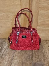 Lydc London Fluffy Patent Handbag Shoulder Bag Red