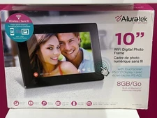 Aluratek WiFi Digital Photo Frame 10” Touchscreen, 8GB Sealed AWDMPF110F Black.