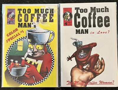 TOO MUCH COFFEE MAN Color Special #1 & #3 NM, 1st, 1996 Adhesive Comics