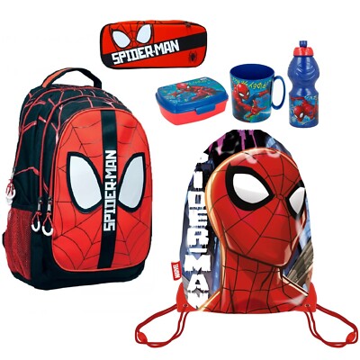 Spiderman Mega Set Zaino Grande Astuccio Porta merenda Scuola