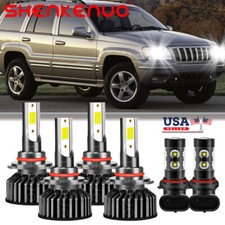 For Jeep Grand Cherokee 1999-2004 6k Led Headlight Bulbs Hilow Beam Fog Lights