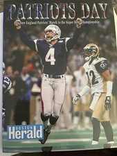 Patriots Day Boston Herald Commemorative Book Signed By 4 Players! (PSA COA)