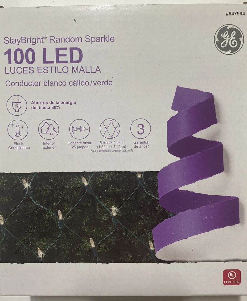 GE StayBright 5-ft X 4-ft Sparkling White LED Mini Plug-In Christmas Net Lights - Image 2 of 3