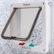 4 Way Pet Door Cat Puppy Dog Magnetic Lock Lockable Safe Flap Door Frame ABS