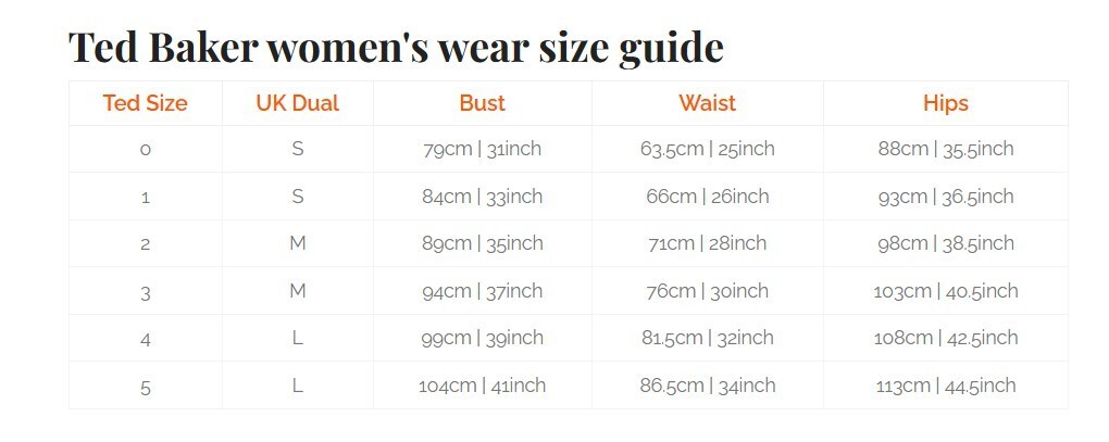 Size Chart Size Ted Baker Dress Nwt Ted Baker Dress