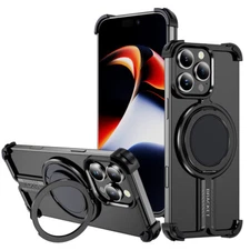 For iPhone 16 Pro Max 15 14 13 12 Metal Frameless Mag Safe Magnetic Stand Case