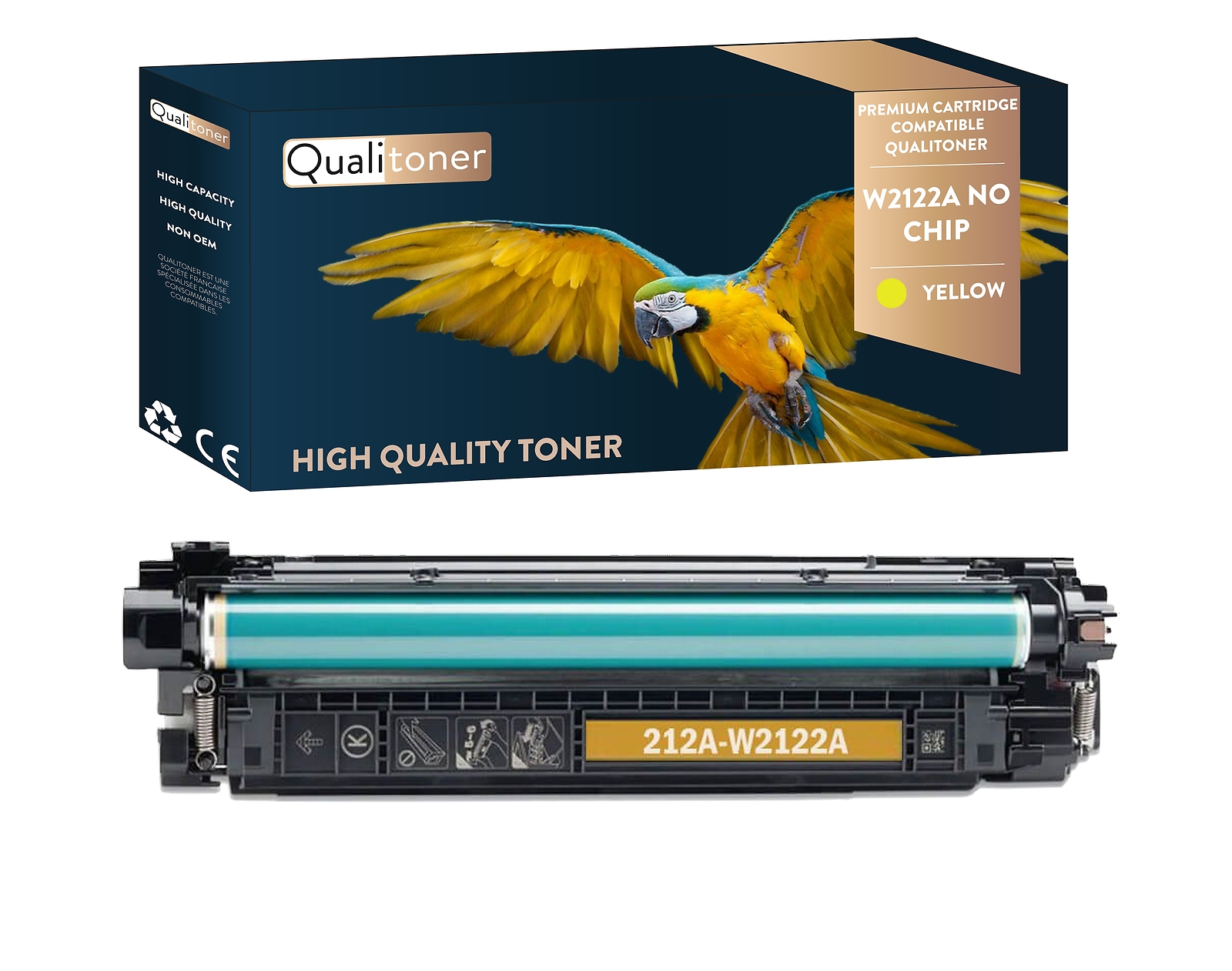 Toner Jaune W2122A 212A Qualitoner Compatible pour Éviter les Traces sur Vos Pages