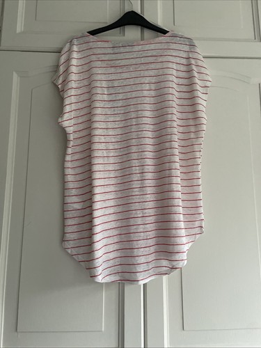 TAHARI 100% LINEN LADIES TOP STRIPED PATTERN BNWT SLEEVELESS RED AND WHITE - Picture 6 of 9