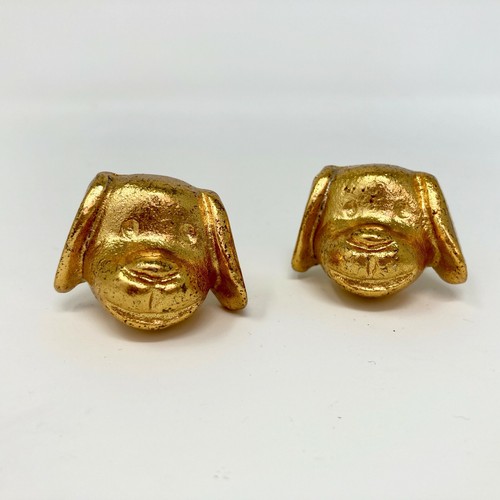GOLD DOG'S HEAD Door Knob - Home Bedroom Decor Cupboard Drawer Pull - Picture 3 of 9