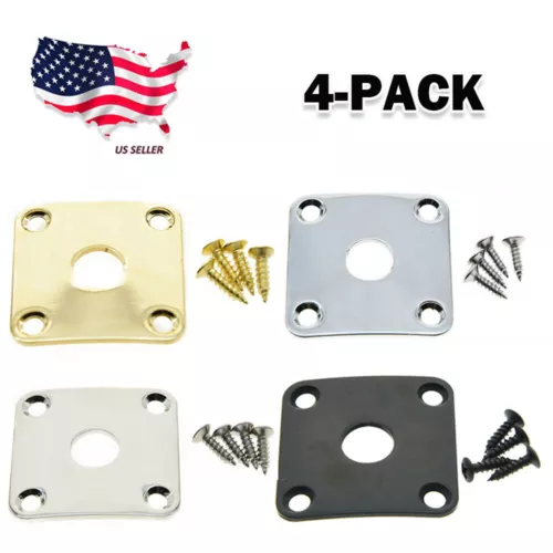 4Pcs Metal Curved Bottom Jack Plate Square Jackplate Plating For Gibson Les Paul