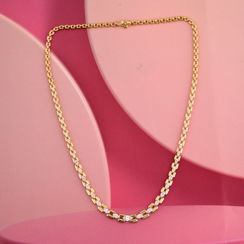 3,16 ct Naturalny SI/H Markiza Diament Naszyjnik Łańcuszek kotwiczny 18k Żółte złoto - Zdjęcie 5 z 10