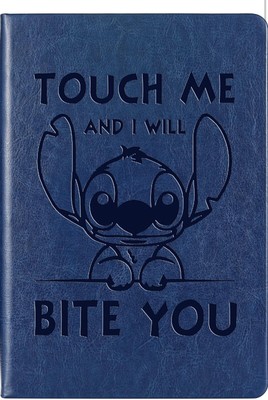 Stitch Lover Gifts Touch Me And I Will Bite You - Leather Notebook 