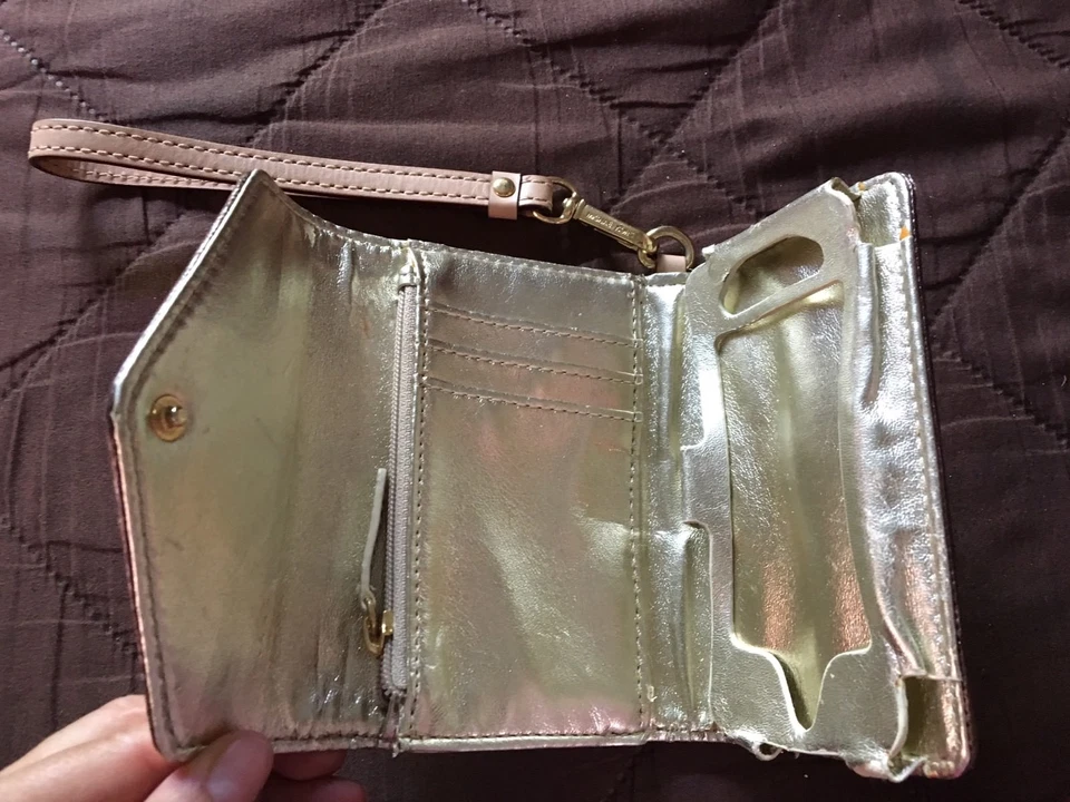 MICHAEL KORS ELECTRONICS Oro Rosa FIRMA MK LOGO IPHONE 4,4S FUNDA CARTERA CAJA Foto 2 de 2