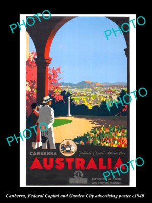 8x6 HISTORIC AUSTRALIAN ADVERTISING POSTER CANBERRA THE FEDERAL CAPITAL c1940