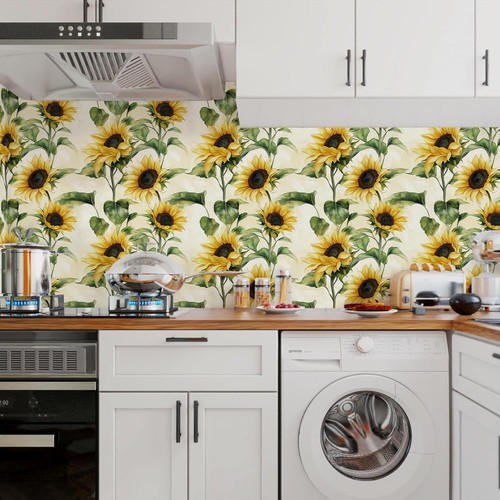 Floral Wallpaper 16.9x118.1inch Sunflower Peel and Stick Wallpaper - Picture 7 of 9