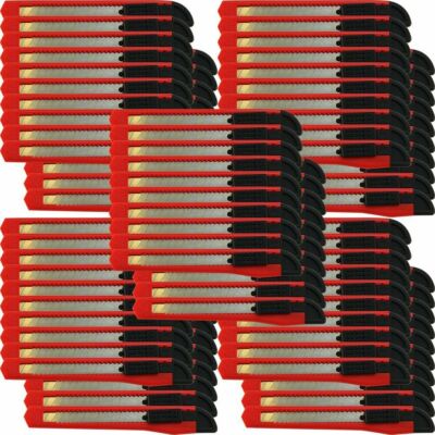 100 Bulk Small Red & Green Utility Knife Box Cutters Snap Off Blade 9MM Blade 