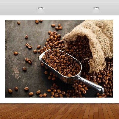 Kaffeebohnen Tee Latte Shop Cafe 3D-Wandbild Aufkleber Wandaufkleber Poster Vinyl S269
