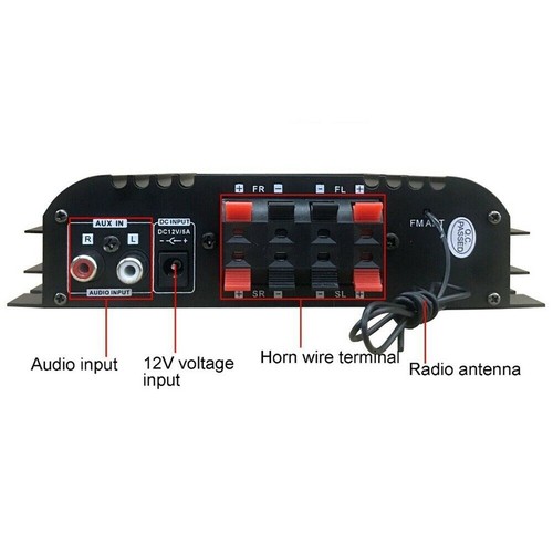4-Kanal Endstufe Digital Verstärker DC12v Bluetooth 5.0 Auto PKW AMP Subwoofer - Picture 8 of 14