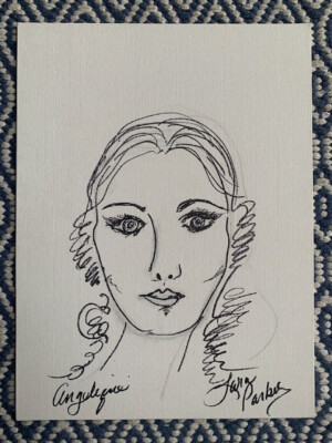 LARA PARKER SIGNED 9x12 ORIGINAL DRAWING ON CANVAS  ANGELIQUE DARK SHADOWS   JSA
