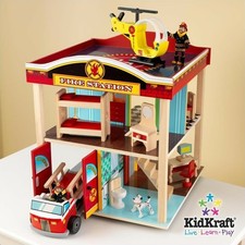 wooden play fire station