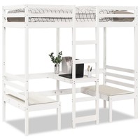 Hochbett Mit Schreibtisch Und StüHlen Weiß 75X190 Cm Kiefernholz