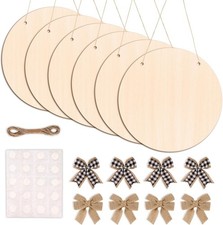 6 Pack Wood Circles for Crafts 14 Inch Unfinished Wood Slices Blank Wooden Door